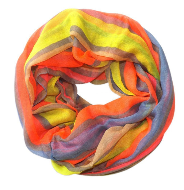 Peach Couture Vibrant Striped Design Fashionable Multicolor Infinity Loop Scarf