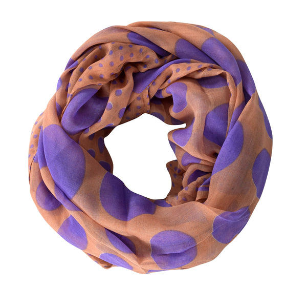 peach couture Vibrant Vintage Multicolored Spotty Polka Dot infinity Loop Scarf