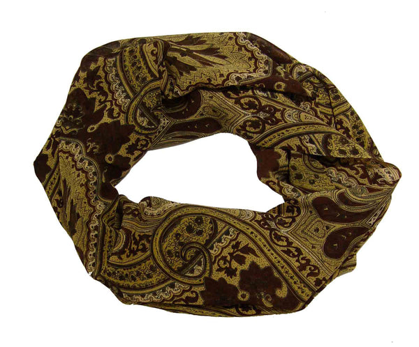 Peach Couture Vintage Brown Paisley Fashion Loop Scarf Scarves