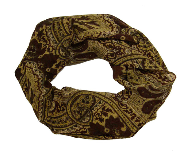 peach couture Vintage Brown Paisley Fashion Loop Scarf Scarves