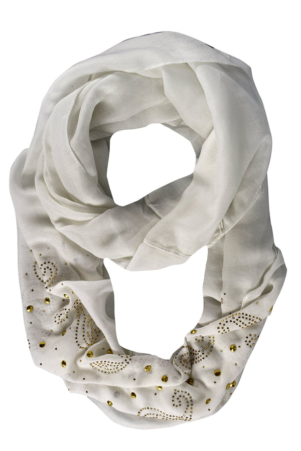 peach couture Vintage Embellished Paisley Sequin Infinity Scarf Circle Loop