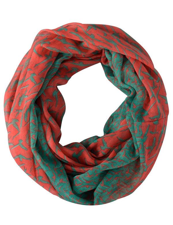 Peach Couture Vintage Fashion Funky Bird Print Infinity Loop Scarves