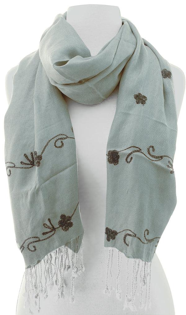 Peach Couture Vintage Floral Hand Embroidered Pashmina Shaw