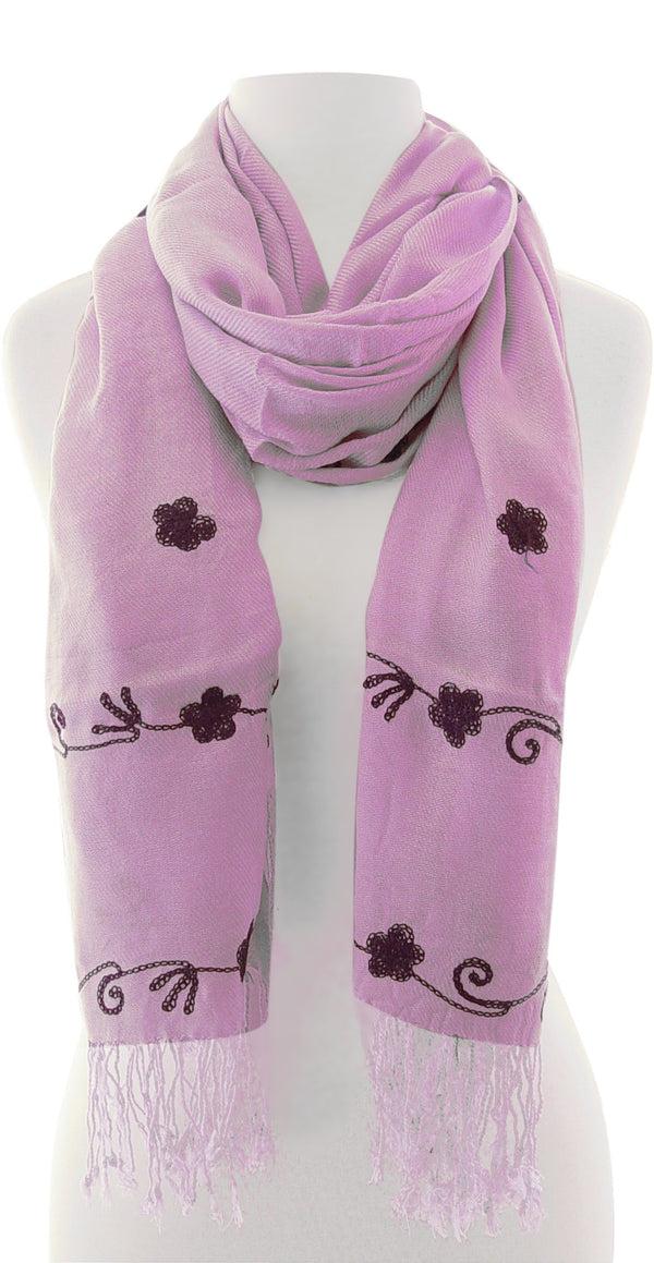 Peach Couture Vintage Floral Hand Embroidered Pashmina Shaw