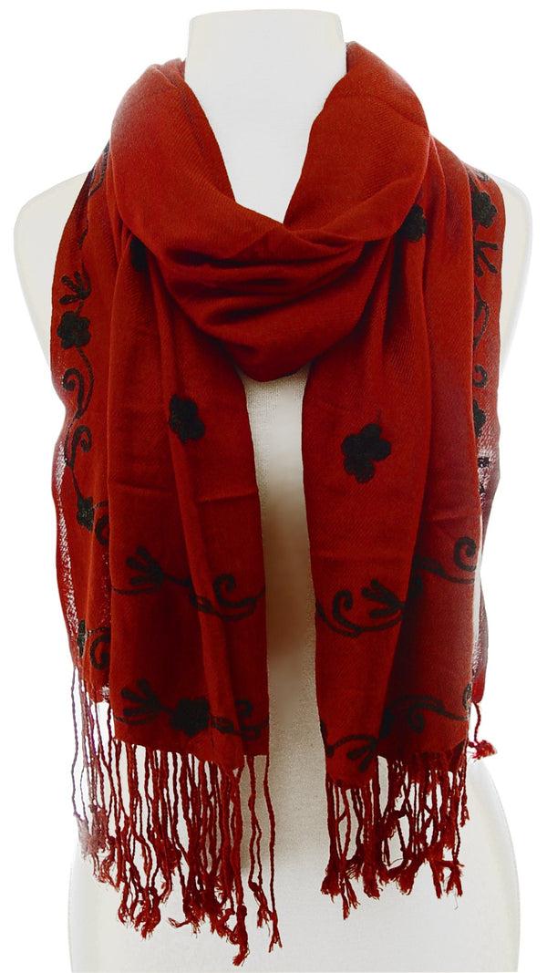 Peach Couture Vintage Floral Hand Embroidered Pashmina Shaw