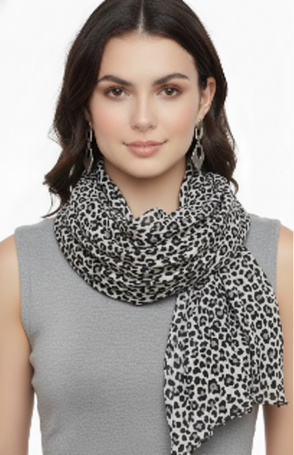 peach couture White Peach Couture Trendy Women's Leopard Animal Print Crinkle Scarf wrap