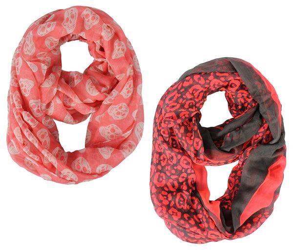 peach couture Wild Infinity Scarf Coral Scarf Red Scarf Cheetah Scarf Leopard Print Scarf Skull Print Scarf Coral Hot Pink