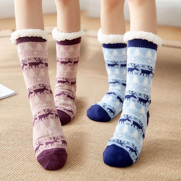 Peach Couture Winter Super Warm Cozy Knitted Sherpa Lined With Grippers Bootie Slipper Socks