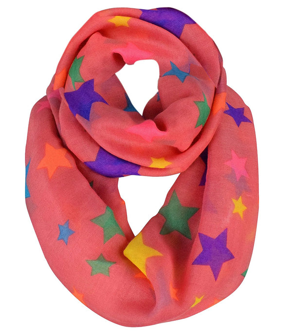 Peach Couture Women's Fashionable Multicolored Star Print Infinity Loop Scarf
