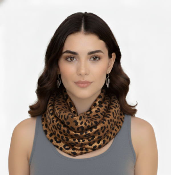 Peach Couture Women's Retro Fashion Two Tone Animal Print Infinity Loop Scarf