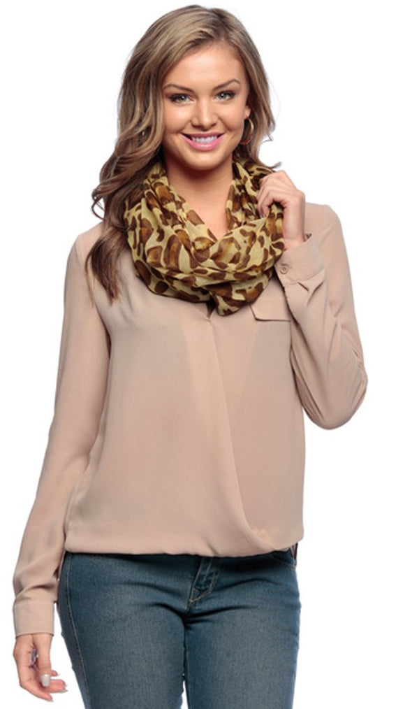 Peach Couture Women's Retro Fashion Two Tone Animal Print Infinity Loop Scarf