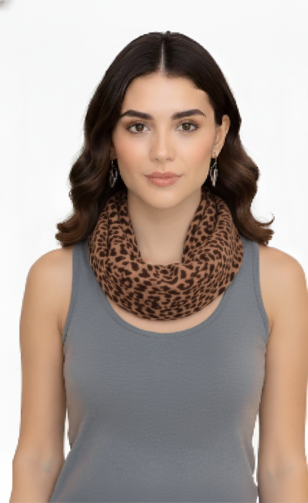 peach couture Women's Retro Fashion Two Tone Animal Print Infinity Loop Scarf