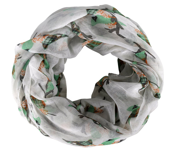 peach couture Womens Lovely Two Toned Multicolor Plaid Bird Print Infinity Scarf
