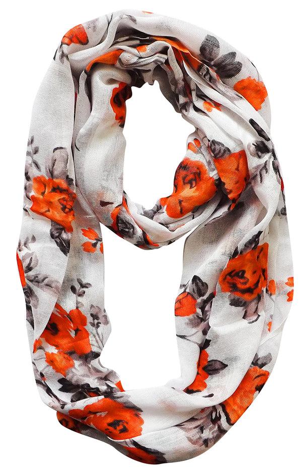 Peach Couture Womens Soft Vintage Floral Print Sheer Infinity Loop Circle Scarf