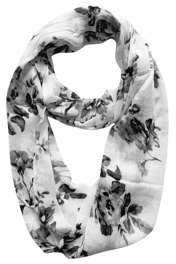 Peach Couture Womens Soft Vintage Floral Print Sheer Infinity Loop Circle Scarf