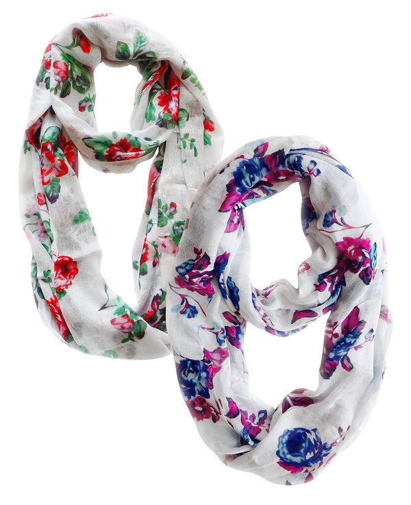 Peach Couture Womens Vintage Floral Sheer Infinity Scarf Circle Loop 2 Pack