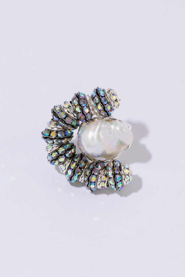 pearl octopuss.y Scallop Ring Smoky Quartz