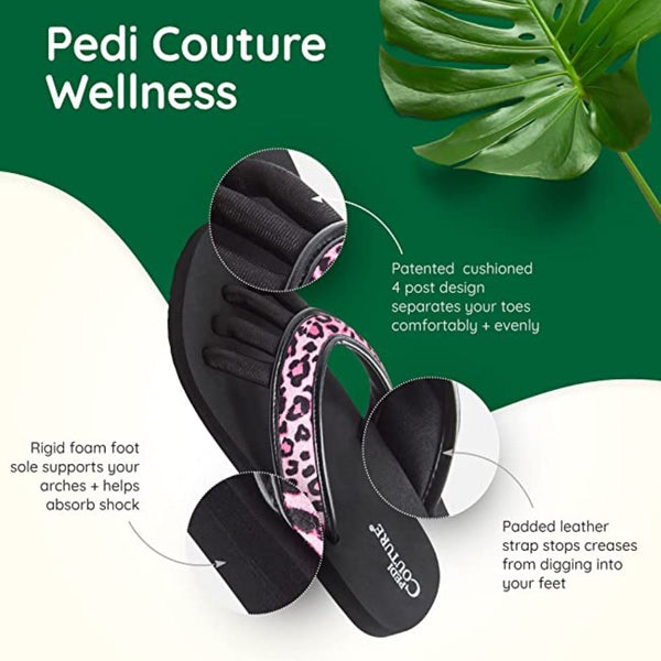 Pedi Couture Black Leopard Flip Flops