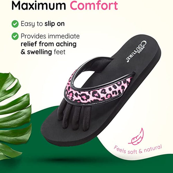 Pedi Couture Black Leopard Flip Flops