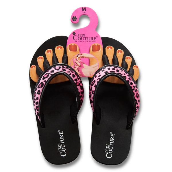 pedi couture Black Leopard Flip Flops