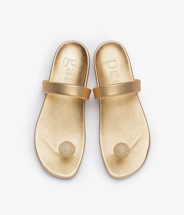 Pedro Garcia Bria / Gold Nappa Lame-gold Crystal Calzado