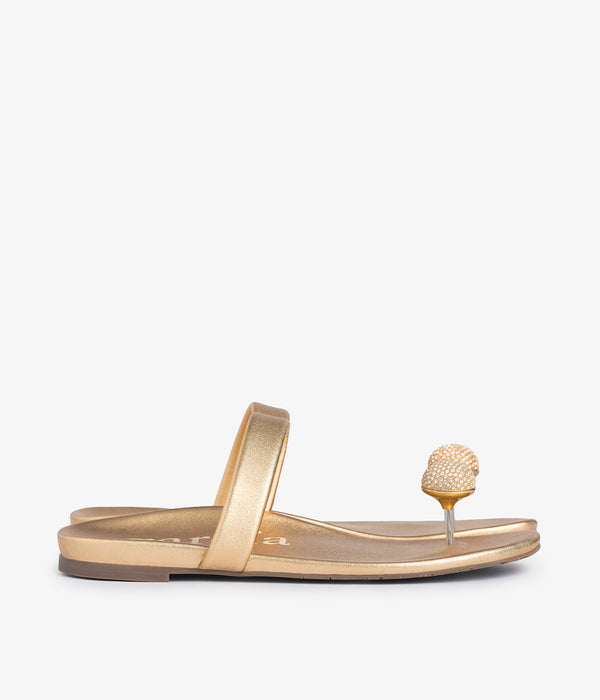 Pedro Garcia Bria / Gold Nappa Lame-gold Crystal Calzado