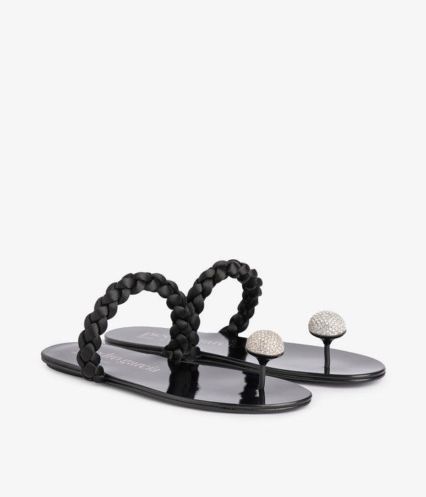 pedro garcia pipa / black satin-silver crystal Calzado