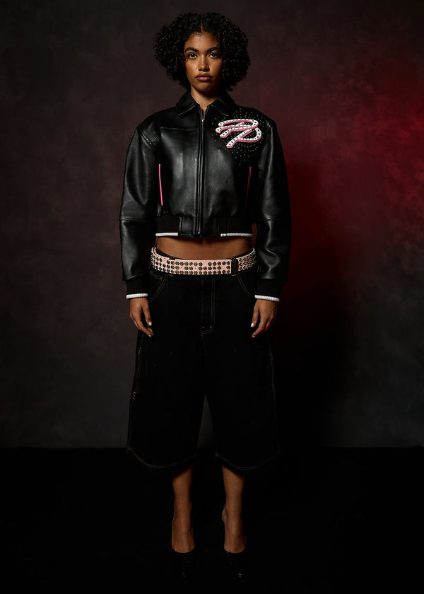 Pelle Pelle PELLE PELLE GREATEST OF ALL TIME WOMENS CROP JACKET Black / White / Pink