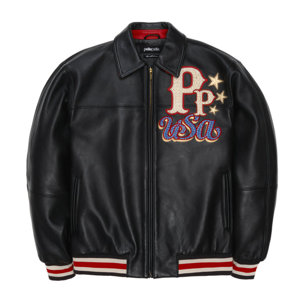 pelle pelle PELLE PELLE STARS AND STRIPES JACKET Black / Cabernet / Ivory / Gold Foil