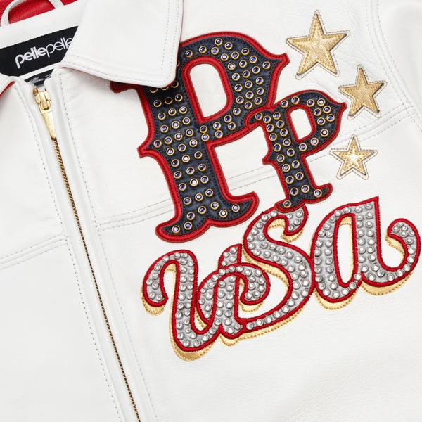 Pelle Pelle PELLE PELLE STARS AND STRIPES JACKET White / Cabernet / Gold Metallic / Navy