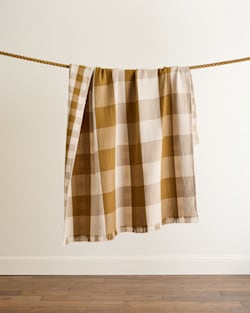 pendleton BLOCK PLAID ORGANIC COTTON FRINGED THROW