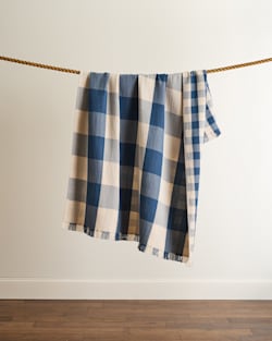pendleton BLOCK PLAID ORGANIC COTTON FRINGED THROW