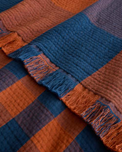 Pendleton BLOCK PLAID ORGANIC COTTON FRINGED THROW