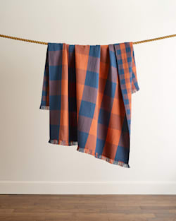 pendleton BLOCK PLAID ORGANIC COTTON FRINGED THROW