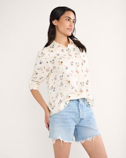 Pendleton WOMEN'S BEACH PRINT COASTAL LINEN SHIRT