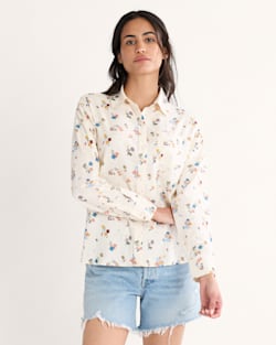 pendleton WOMEN'S BEACH PRINT COASTAL LINEN SHIRT