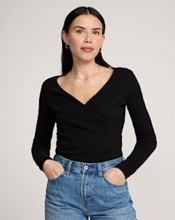 pendleton WOMEN'S PIMA COTTON FAUX WRAP TOP