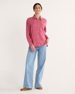 Pendleton WOMEN'S PINK CHECK COASTAL LINEN SHIRT