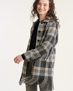 pendleton WOMEN'S PLAID JOLENE WOOL FRINGED JACKET