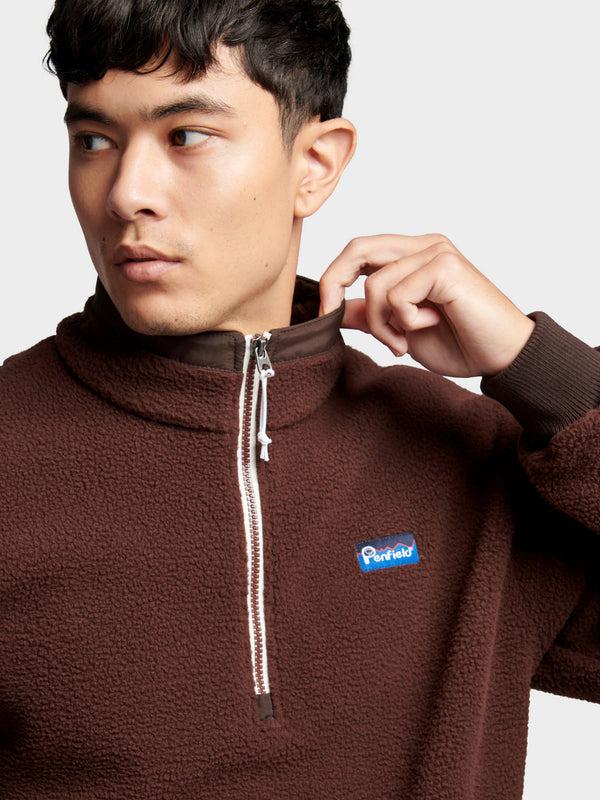 Penfield 1/4 Zip Funnel Neck Fleece In Chicory Coffee