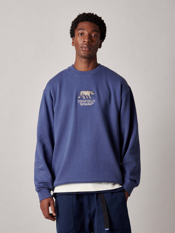 Penfield 50th Anniversary Embroidered Crew In Blue Indigo