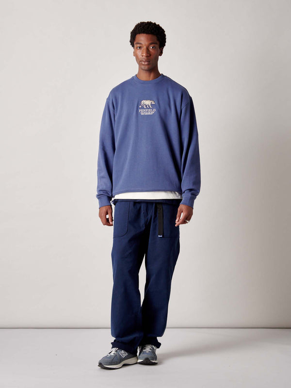 Penfield 50th Anniversary Embroidered Crew In Blue Indigo