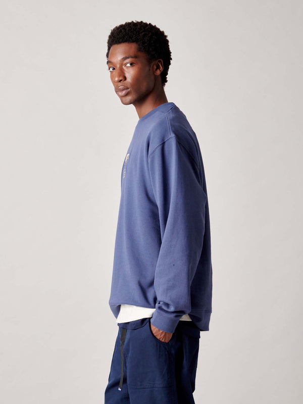Penfield 50th Anniversary Embroidered Crew In Blue Indigo