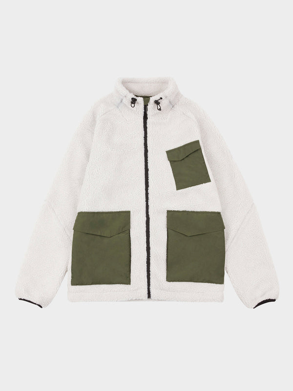 penfield Angled Pocket Fleece Jacket in Silver Birch