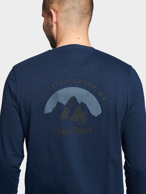 Penfield Arc Mountain Long Sleeve T-Shirt In Navy Blue