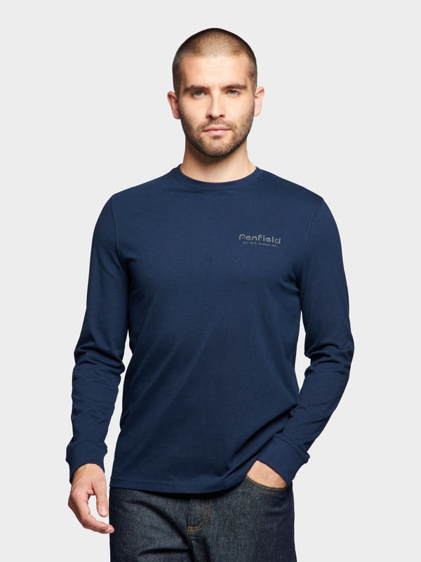 Penfield Arc Mountain Long Sleeve T-Shirt In Navy Blue