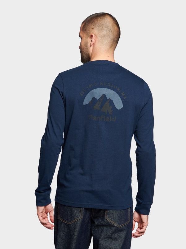 Penfield Arc Mountain Long Sleeve T-Shirt In Navy Blue