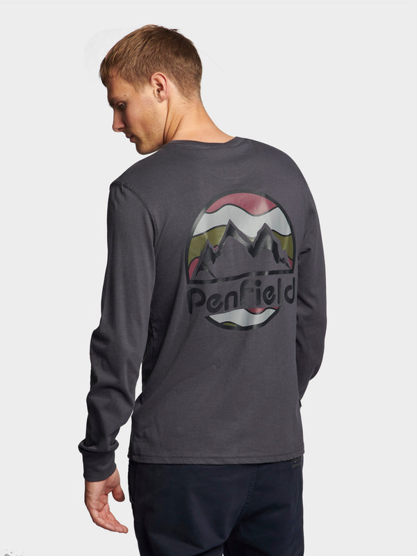 Penfield Back Circular Long Sleeve T-Shirt In Ebony