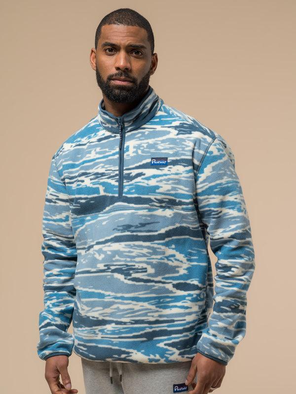 penfield Bay Jacquard Microfleece ¼ Zip in Blue Fusion