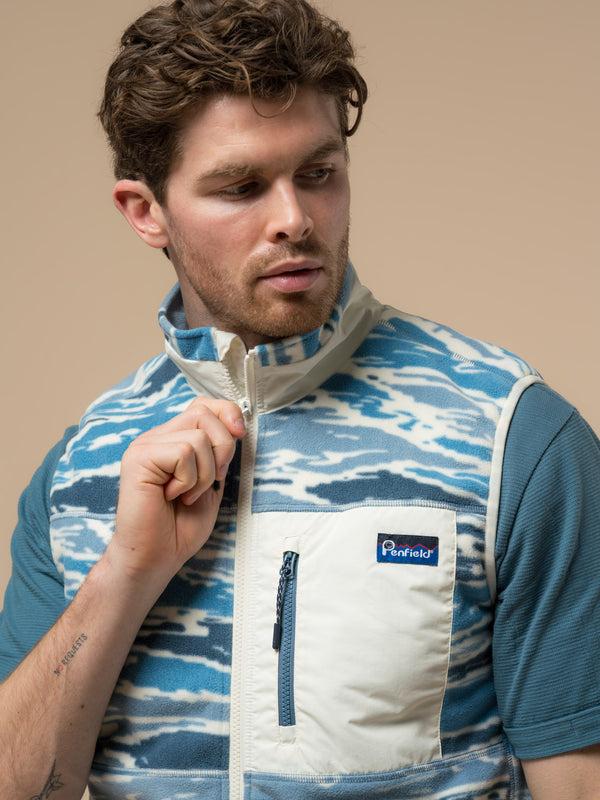 Penfield Bay Jacquard Microfleece Vest In Blue Fusion